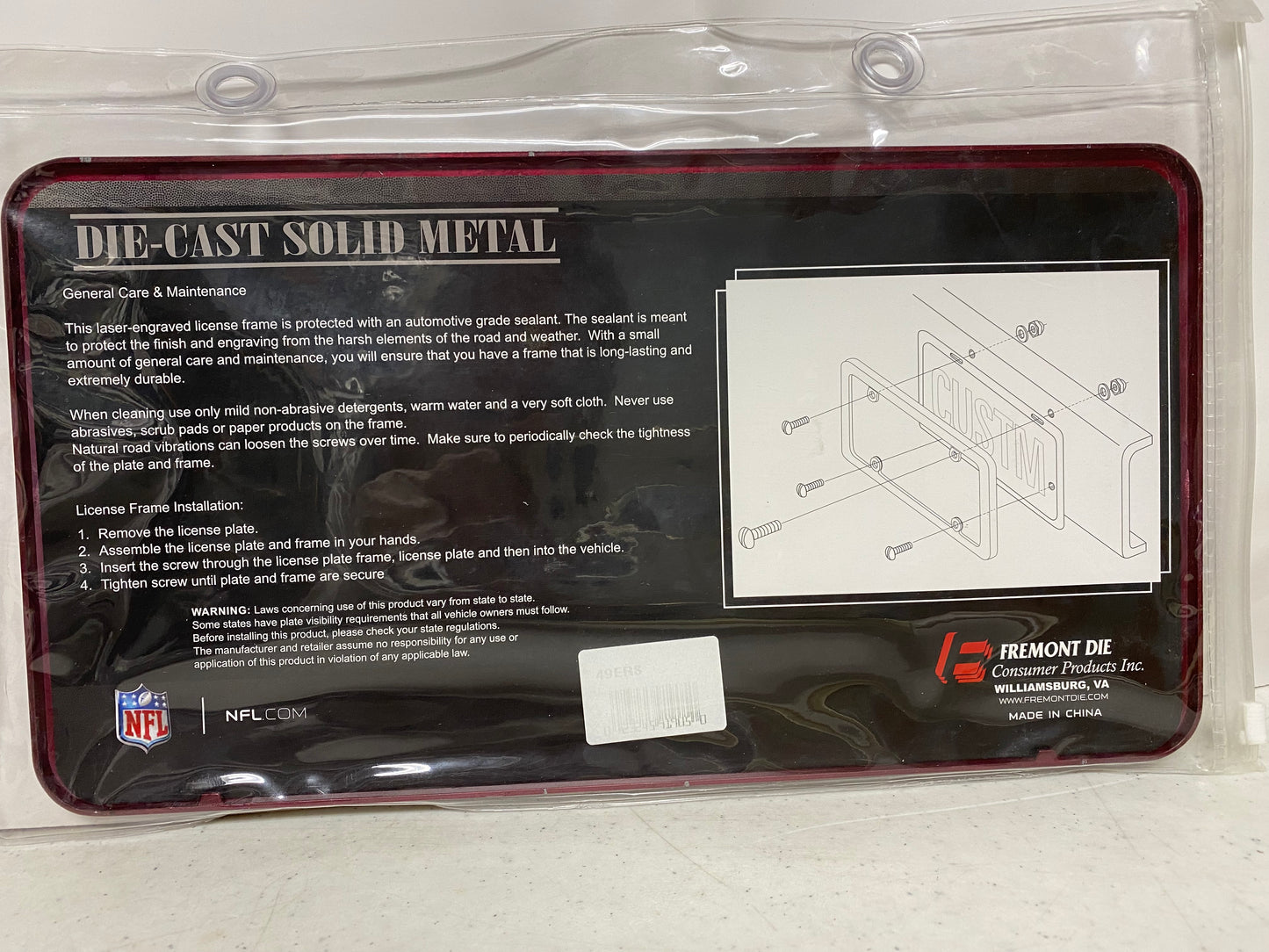 SAN FRANCISCO 49ERS LICENSE PLATE FRAME