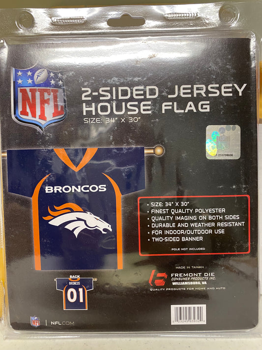 DENVER BRONCOS 2- SIDED JERSEY HOUSE FLAG