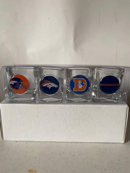 DENVER BRONCOS SET OF FOUR SHOT GLASSES