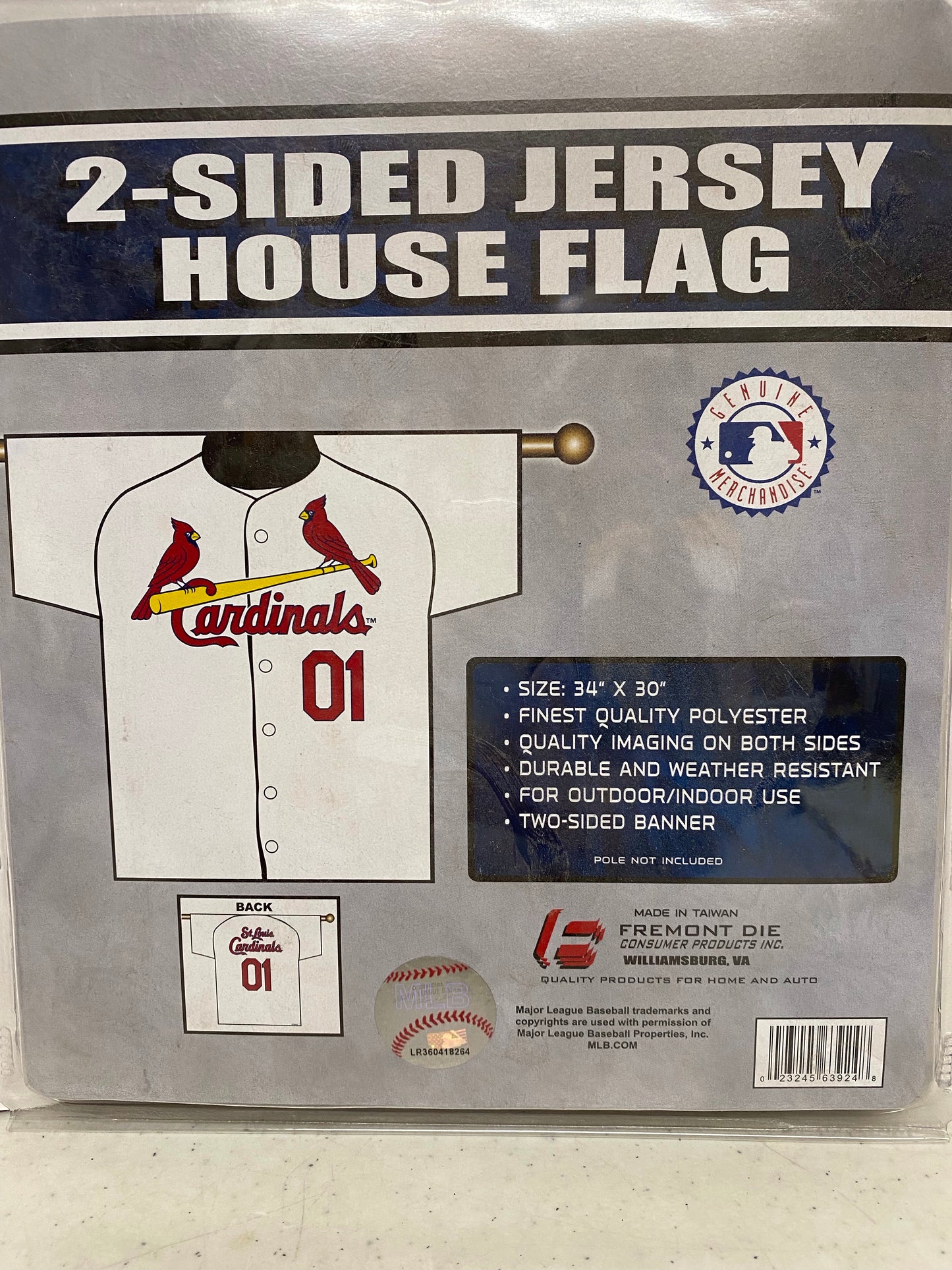 ST LOUIS CARDINALS 2 SIDED JERSEY  FLAG