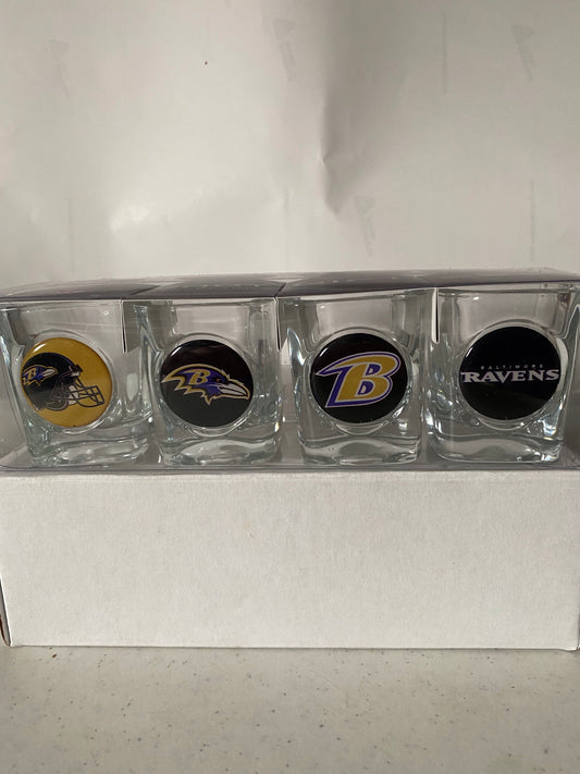 BALTIMORE RAVENS SET OF FOUR SHOT GLASSES