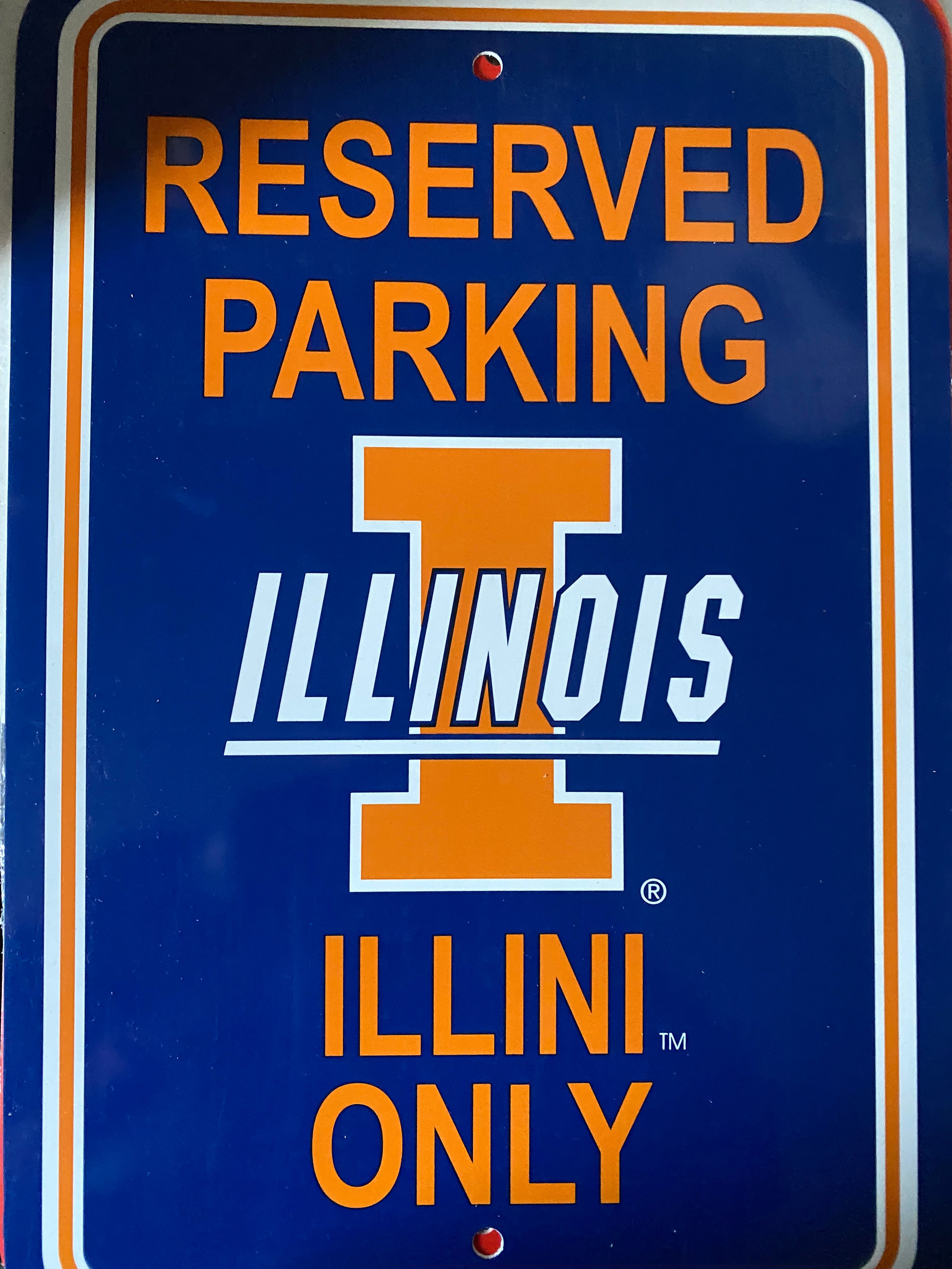 ILLINOIS “ ILLINI “ PARKING SIGN – Collins Courts Sports