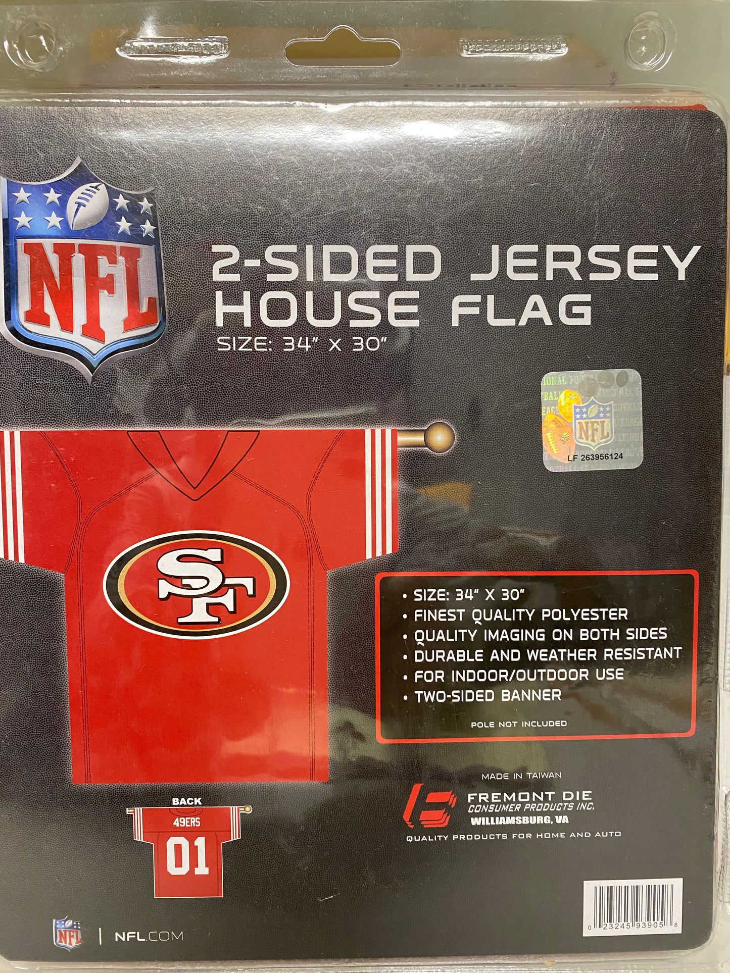 SAN FRANCISCO 49ERS 2- SIDED  JERSEY HOUSE FLAG
