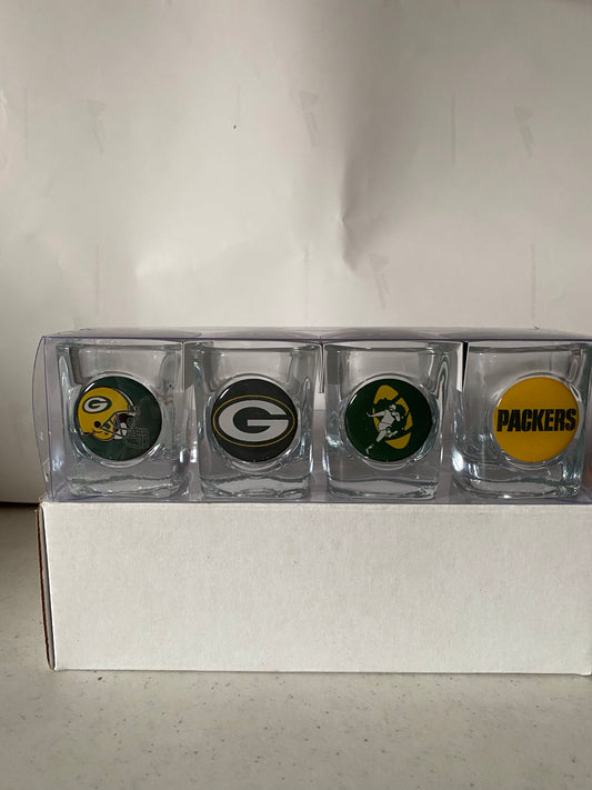 GREEN BAY PACKERS SET OF FOUR SHOT GLASSES