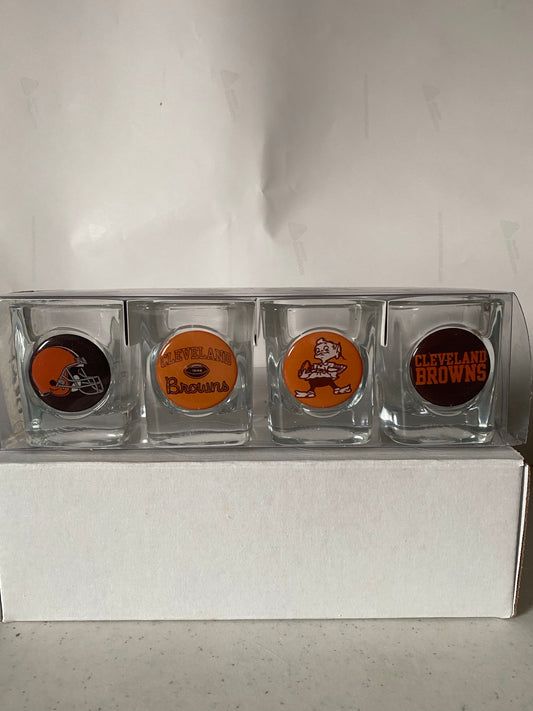 CLEVELAND BROWNS SET OF FOUR SHOT GLASSES