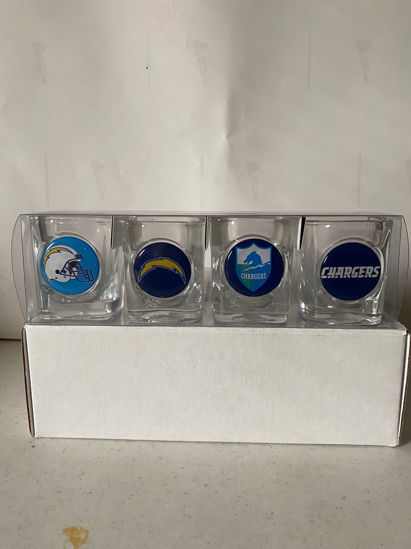 LOS ANGELES CHARGERS SET OF FOUR SHOT GLASSES